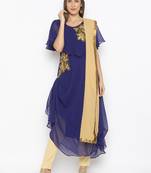 Blue embroidered georgette salwar