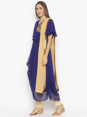 Blue embroidered georgette salwar 2