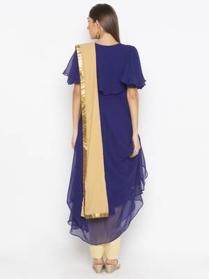 Blue embroidered georgette salwar 3