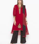 Maroon embroidered georgette salwar