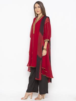 Maroon embroidered georgette salwar 2
