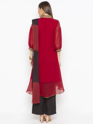 Maroon embroidered georgette salwar 3