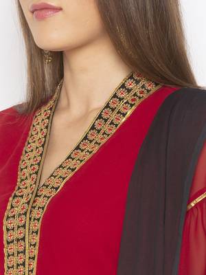 Maroon embroidered georgette salwar 4