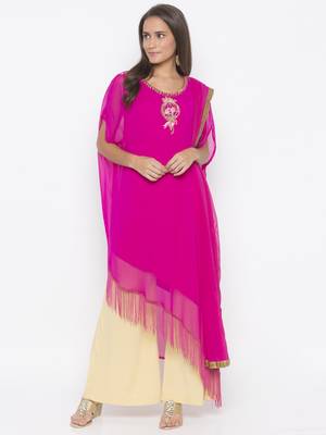 Pink embroidered georgette salwar 1