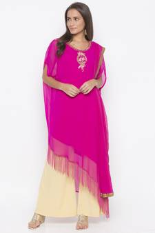 Pink embroidered georgette salwar