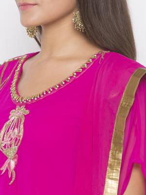Pink embroidered georgette salwar 4