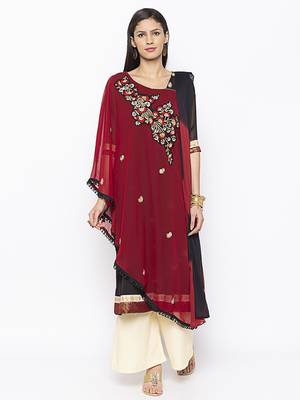 Maroon embroidered georgette salwar 1