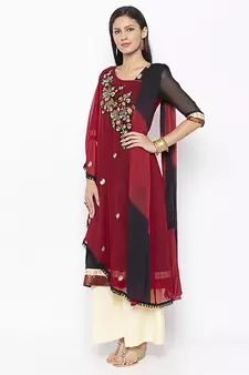 Maroon embroidered georgette salwar