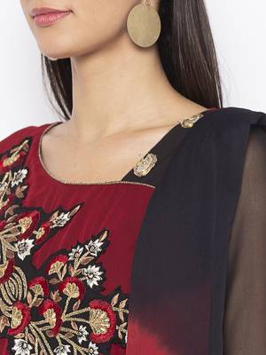 Maroon embroidered georgette salwar 4