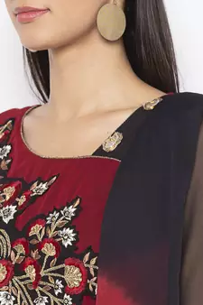 Maroon embroidered georgette salwar