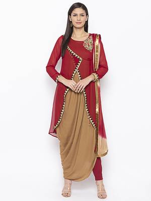 Maroon embroidered georgette salwar 1