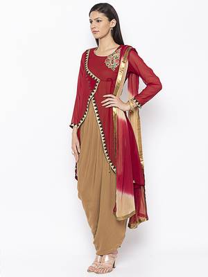 Maroon embroidered georgette salwar 2