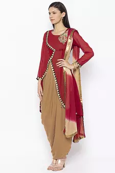 Maroon embroidered georgette salwar