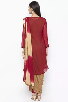 Maroon embroidered georgette salwar