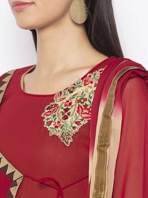 Maroon embroidered georgette salwar 4