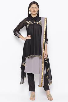Black embroidered georgette salwar