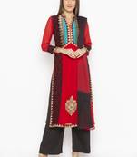 Red embroidered georgette salwar