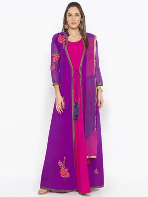Purple embroidered georgette salwar 1