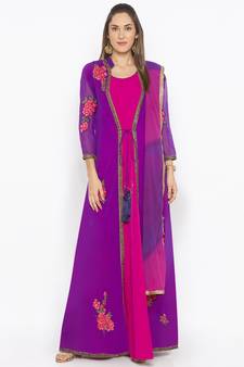 Purple embroidered georgette salwar