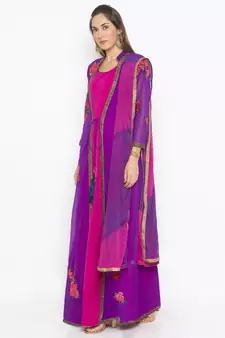 Purple embroidered georgette salwar