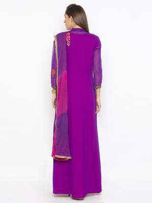 Purple embroidered georgette salwar 3