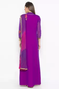Purple embroidered georgette salwar