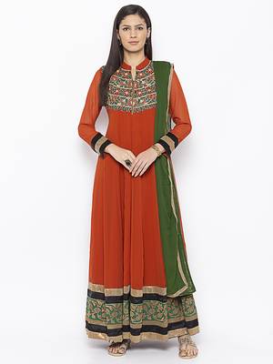 Brown embroidered georgette salwar 1
