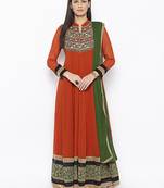 Brown embroidered georgette salwar
