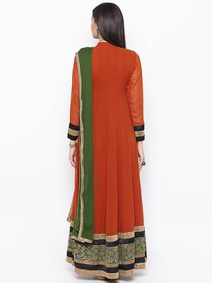 Brown embroidered georgette salwar 3