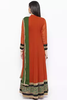Brown embroidered georgette salwar