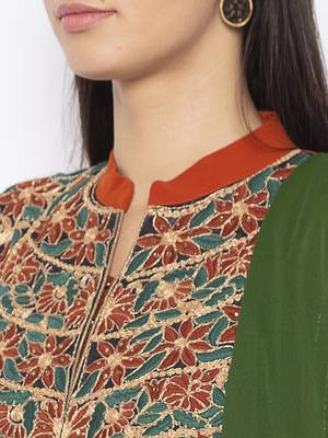 Brown embroidered georgette salwar 4