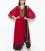 Maroon embroidered
 georgette salwar