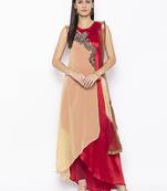 Beige embroidered georgette salwar