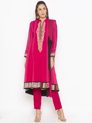 Pink embroidered georgette salwar 1