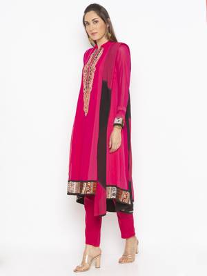 Pink embroidered georgette salwar 2