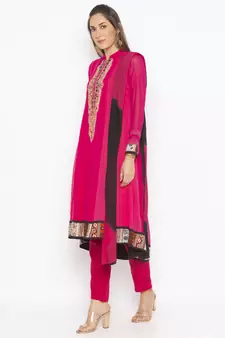 Pink embroidered georgette salwar