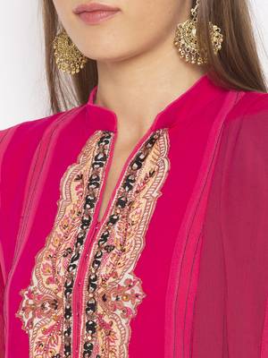 Pink embroidered georgette salwar 4