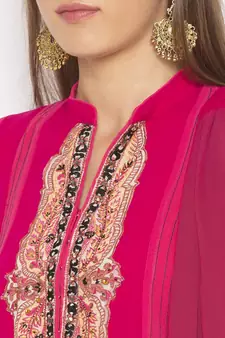 Pink embroidered georgette salwar