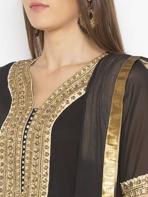 Black embroidered georgette salwar 4