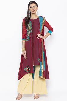 Maroon embroidered georgette salwar
