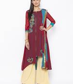 Maroon embroidered georgette salwar