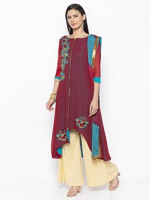 Maroon embroidered georgette salwar 2