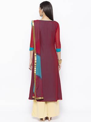 Maroon embroidered georgette salwar 3