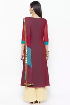 Maroon embroidered georgette salwar