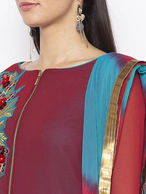 Maroon embroidered georgette salwar 4