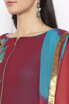 Maroon embroidered georgette salwar