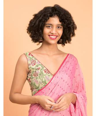 Suta Pink Polka dots Printed Pure Cotton Saree 2