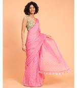 Suta Pink Polka dots Printed Pure Cotton Saree