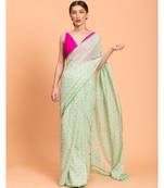 Suta Women Green Pure Cotton Polka Dots Printed Saree