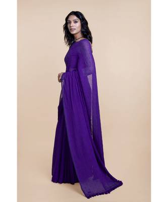 Purple Polka Dots Pure Cotton Saree 3